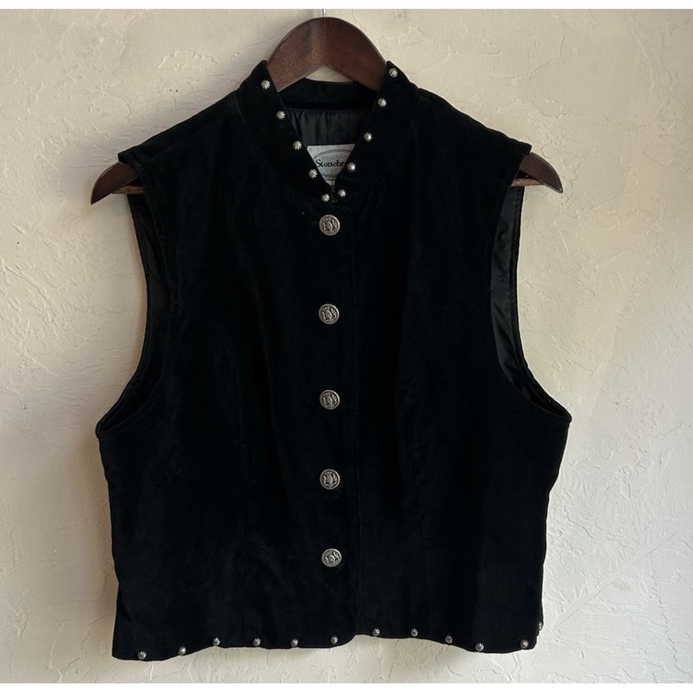 Vintage 90s Stonebridge Black Velvet Vest Top 12 Whimsigoth Witchy Goth Grunge